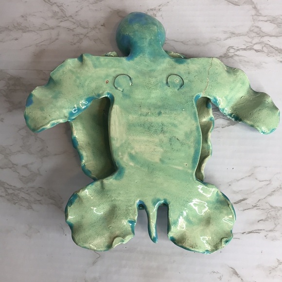 Ceramic colorful green turtle pottery figure home decor beach theme - Picture 9 of 12